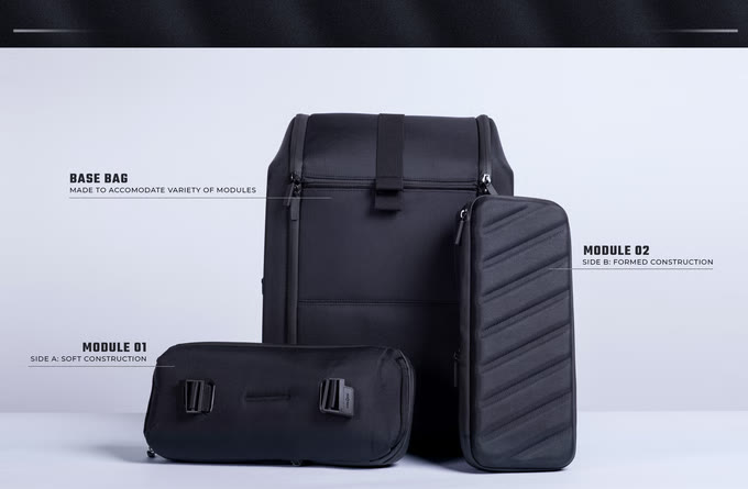 The system: base bag with two side modules